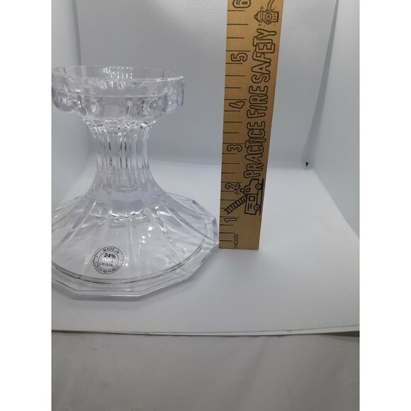 Vtg. Czech Republic 24% Lead Crystal Flared Candlestick Holder Taper Votive - Picture 5 of 7
